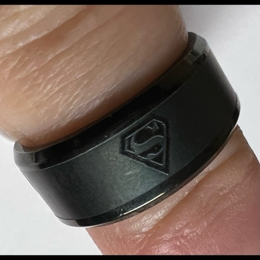 Black Titanium Band Ring Superman Logo size 5 lasts lifetime